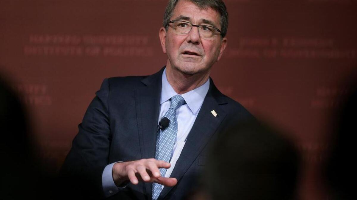 Defense Secretary Ash Carter responds to a question during a forum at the John F. Kennedy School of Government at Harvard University, Tuesday, Dec. 1, 2015, in Cambridge, Mass.