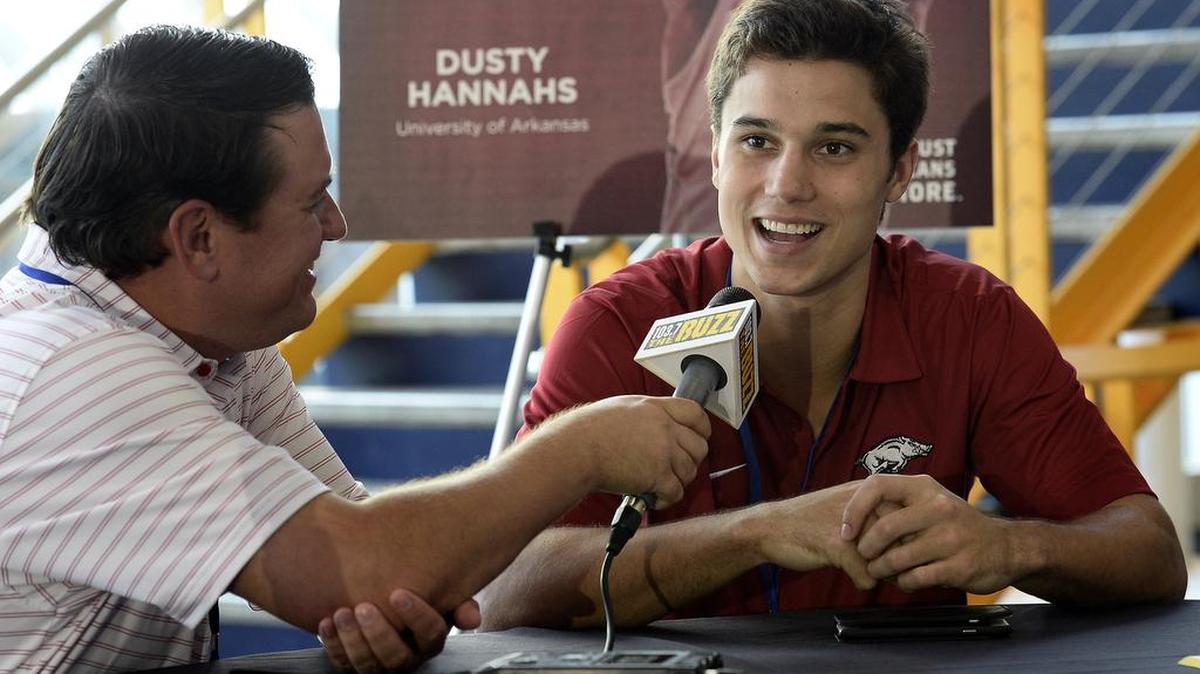 Arkansas guard Dusty Hannahs and his father, Gerald Hannahs, are under fire for a story told about them during Friday’s NCAA tournament broadcast.