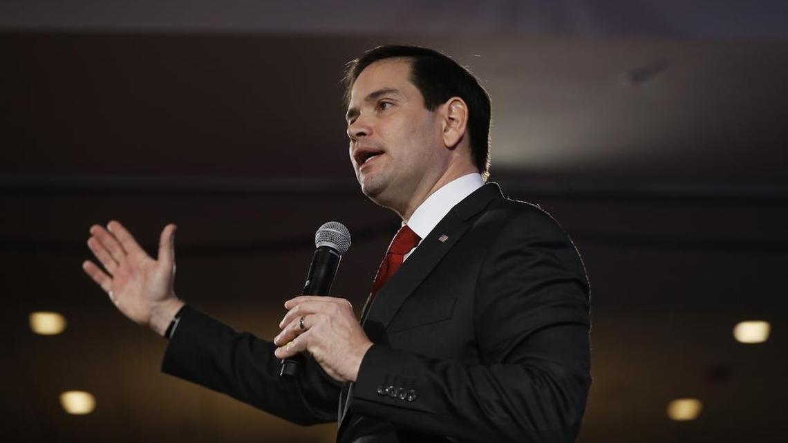 Sen. Marco Rubio, R-Fla., speaks on Saturday, Jan. 23, 2016, at the New Hampshire Republican State Committee town hall in Nashua, N.H. “We cannot ignore the fact that ISIS has proven to have a significant understanding of the immigration policies of other countries,” Rubio said at a moderated discussion Thursday, using an acronym for the Islamic State. Rubio is taking heat from Cruz over his membership in the bipartisan “Gang of Eight” that pushed comprehensive immigration reform in 2013.