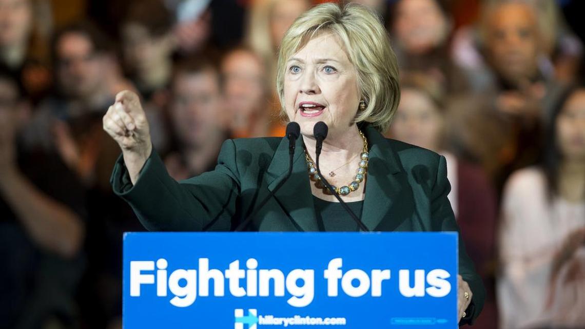 Democratic presidential candidate Hillary Clinton addresses supporters at a campaign event Wednesday in Omaha, Neb.