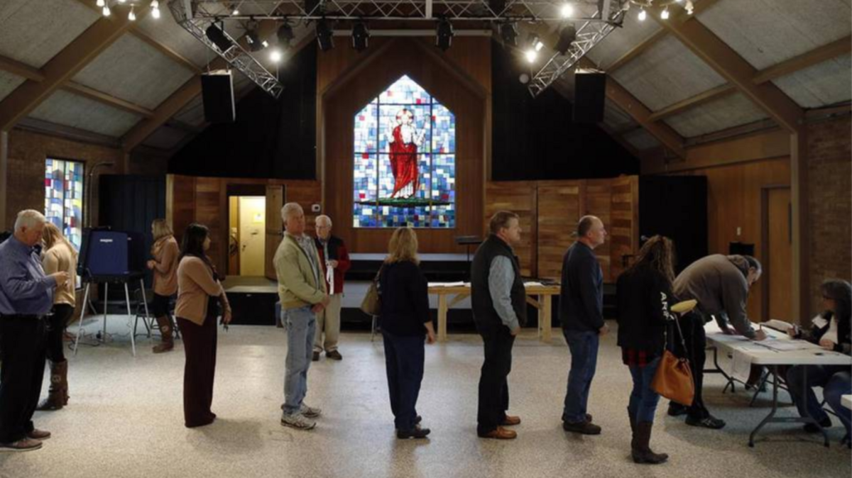 Voters line up at Mt. Horeb United Methodist Church in Lexington, S.C., to cast ballots in the Republican presidential primary on Feb. 20, 2016.