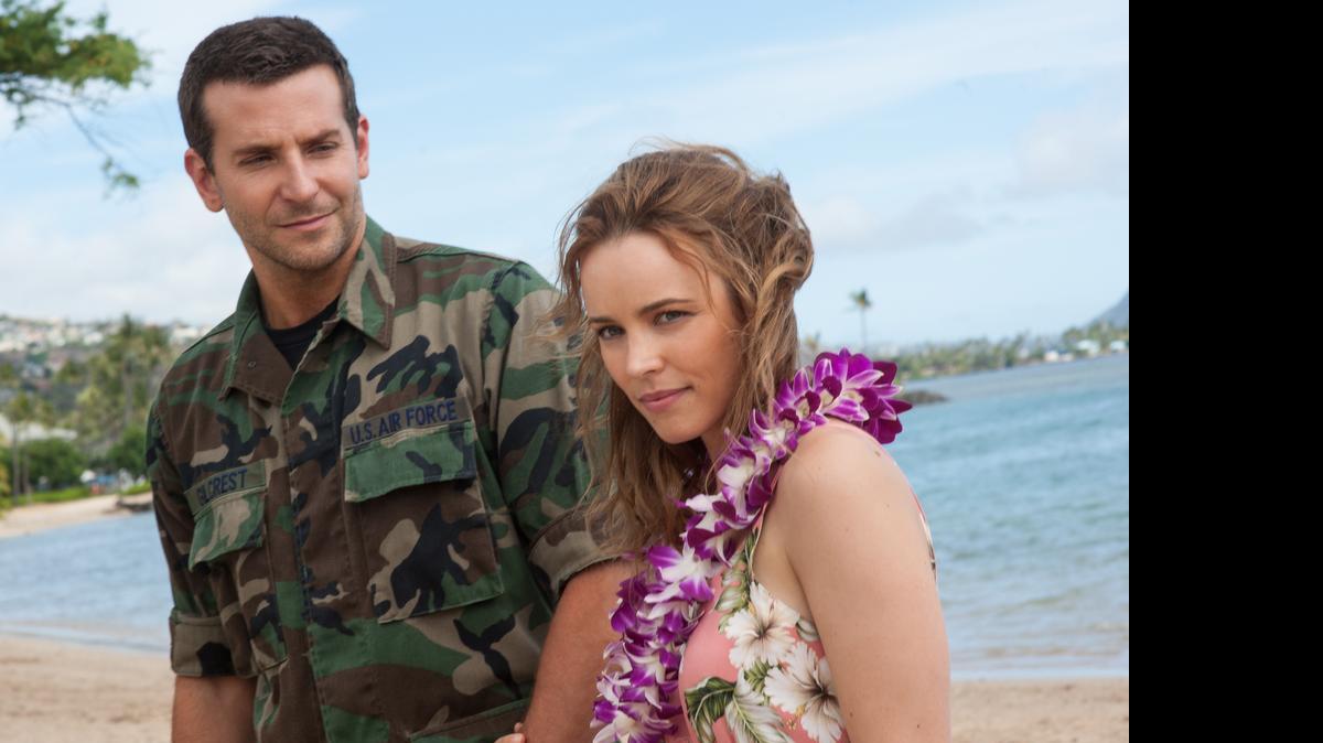 
This photo provided by Sony Pictures Entertainment shows Bradley Cooper, left, and Rachel McAdams in a scene from Columbia Pictures' "Aloha." The movie releases in U.S. theaters on May 29, 2015. 
