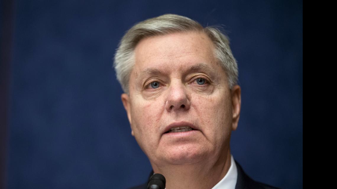 
Sen. Lindsey Graham, R-S.C., speaks on Capitol Hill in Washington. 
