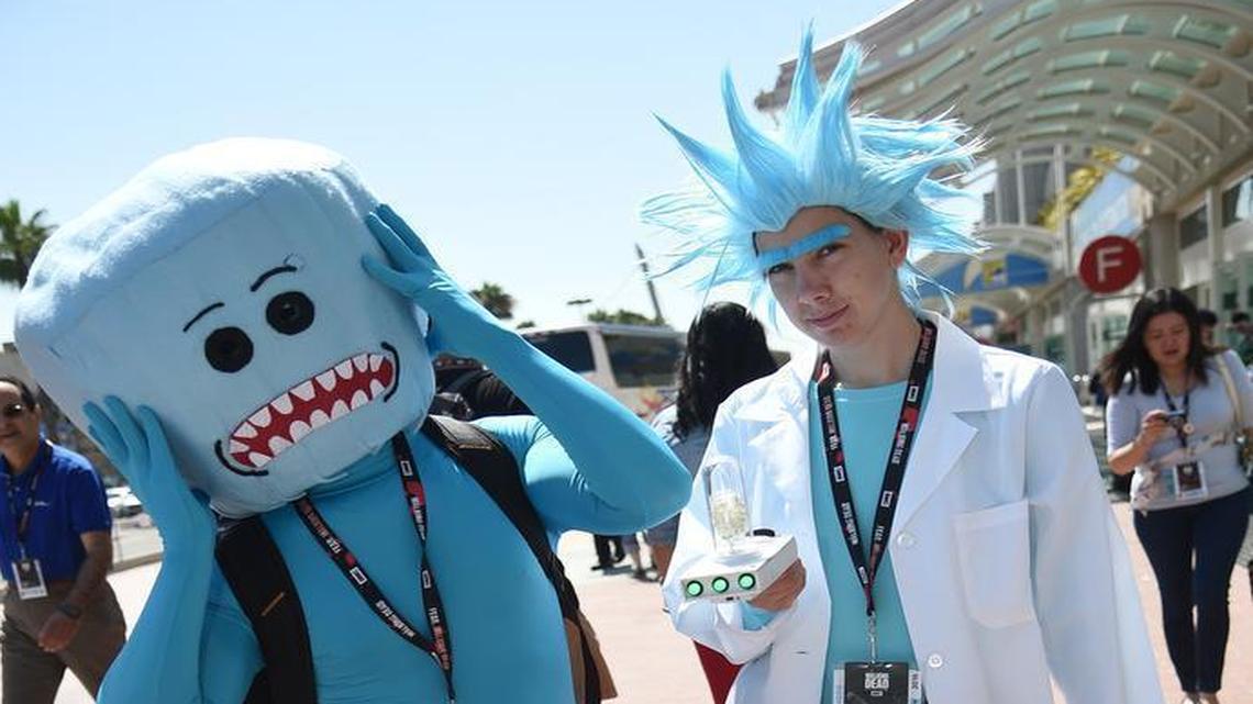 Characters from "Rick and Morty" attend day 1 of Comic-Con International on Thursday, July 21, 2016, in San Diego.