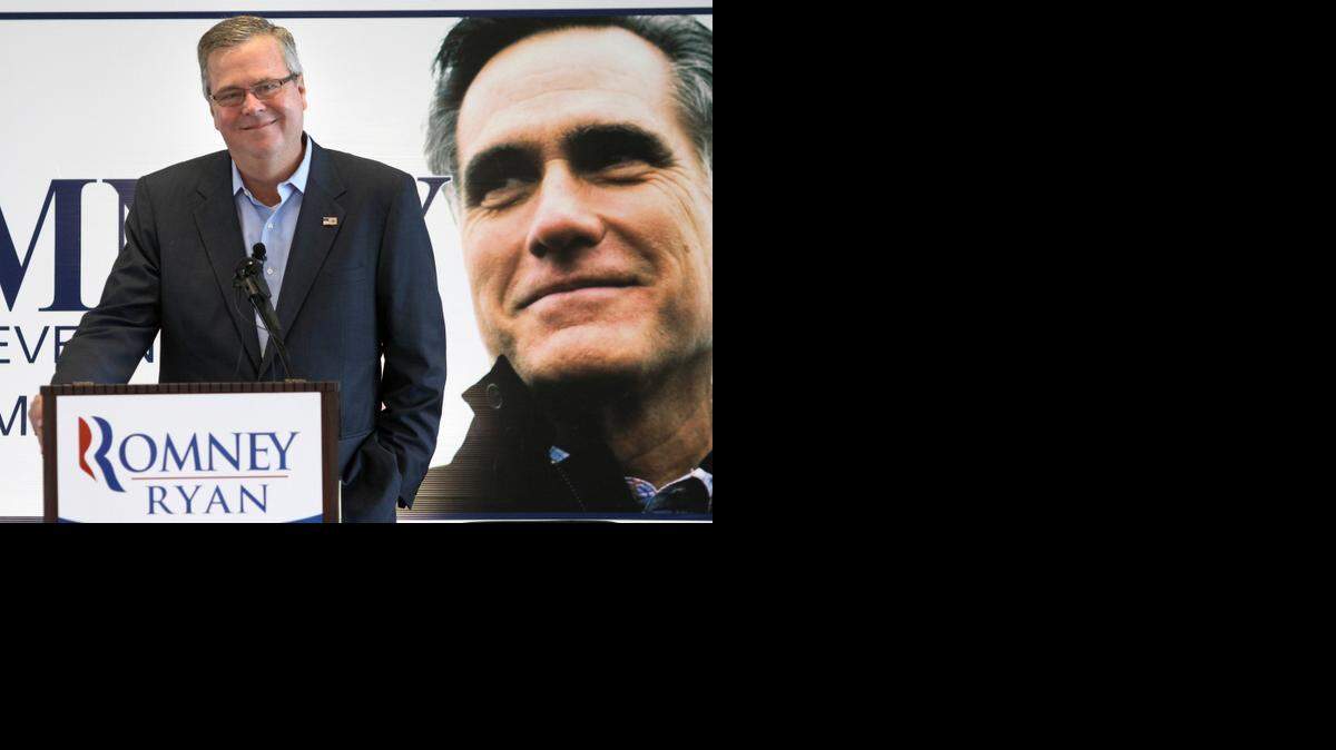 
In this Oct. 9, 2012, photo, former Florida Gov. Jeb Bush delivers remarks on behalf of then-Republican presidential nominee Mitt Romney. Bush and Romney are at the top of a new McClatchy-Marist Poll of Republican contenders for the 2016 presidential race. 


