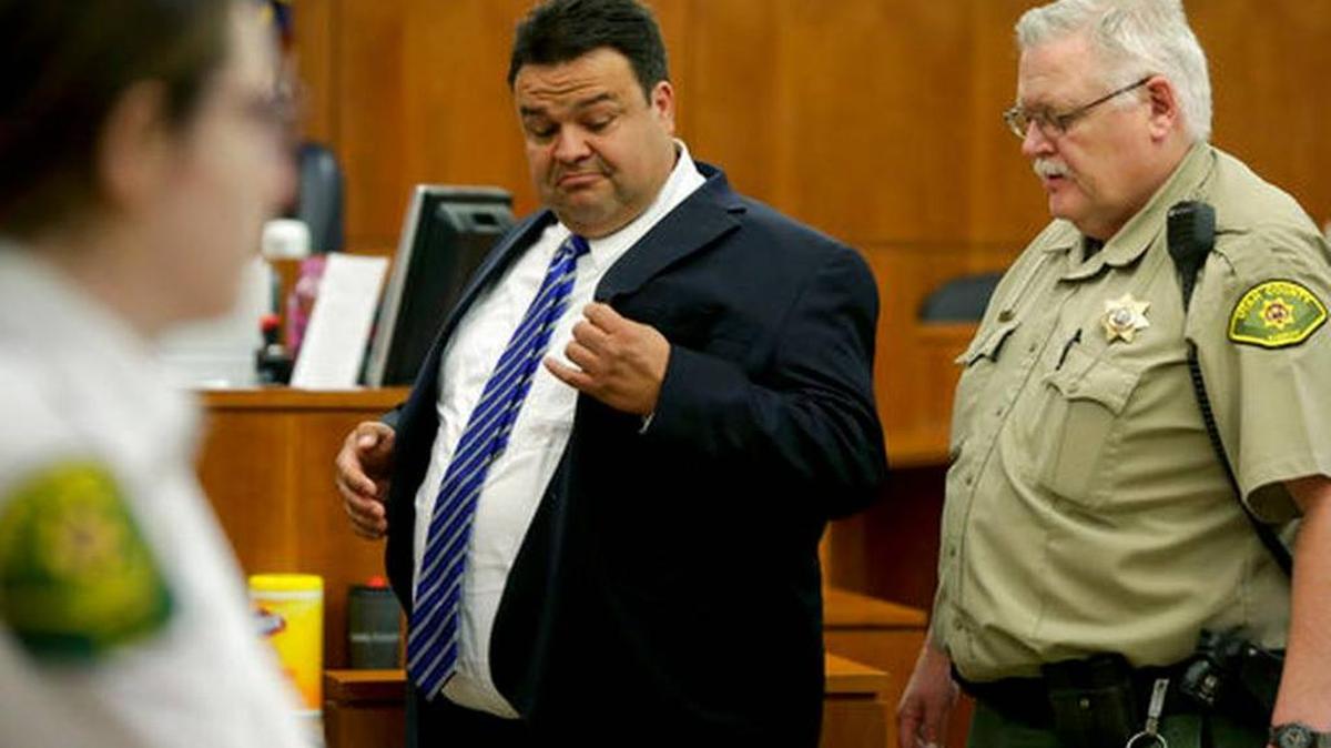 In this Thursday, March 30, 2017, photo, Keith Vallejo leaves the courtroom, in Provo, Utah. A Utah judge sentencing the former Mormon bishop said the convicted rapist was an "extraordinary, good man" who did something wrong. The Salt Lake Tribune reports that Judge Thomas Low appeared to become emotional on Wednesday, April 12, 2017, when he sentenced Vallejo to up to life in prison for 10 counts of forcible sexual abuse and one count of object rape.