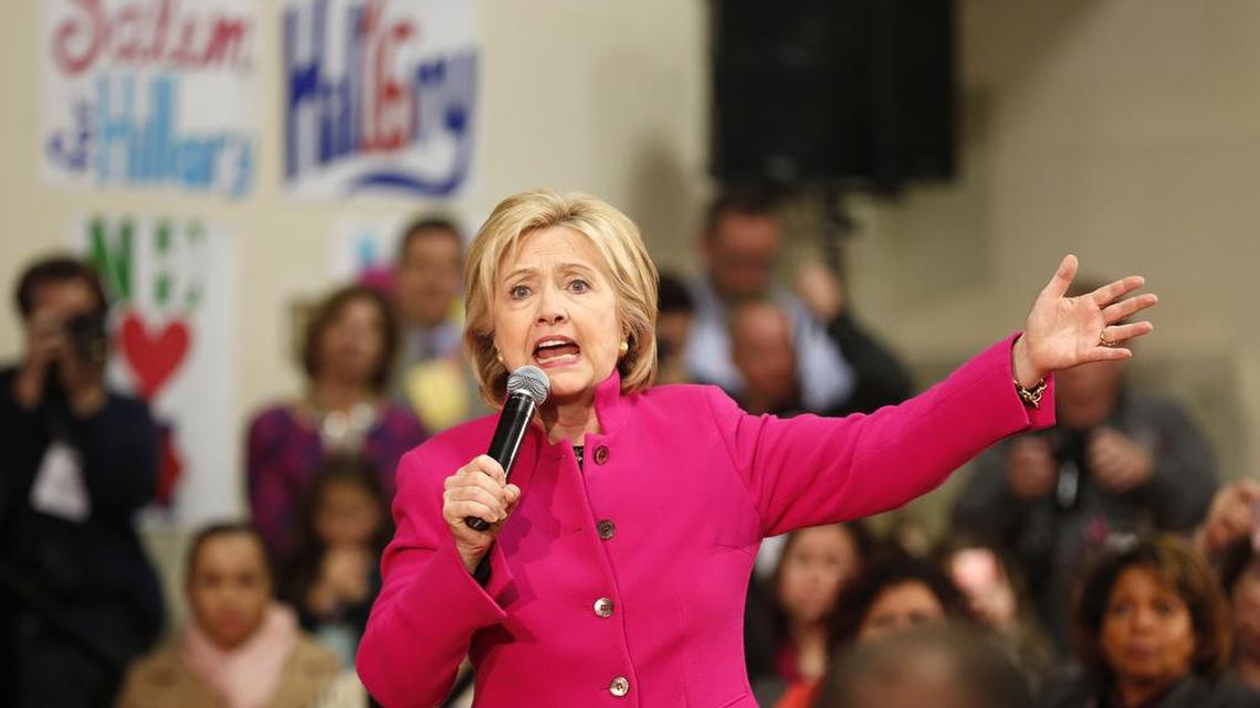 Democratic presidential candidate Hillary Clinton speaks during a campaign stop Wednesday, Dec. 9, 2015, in Salem, N.H.