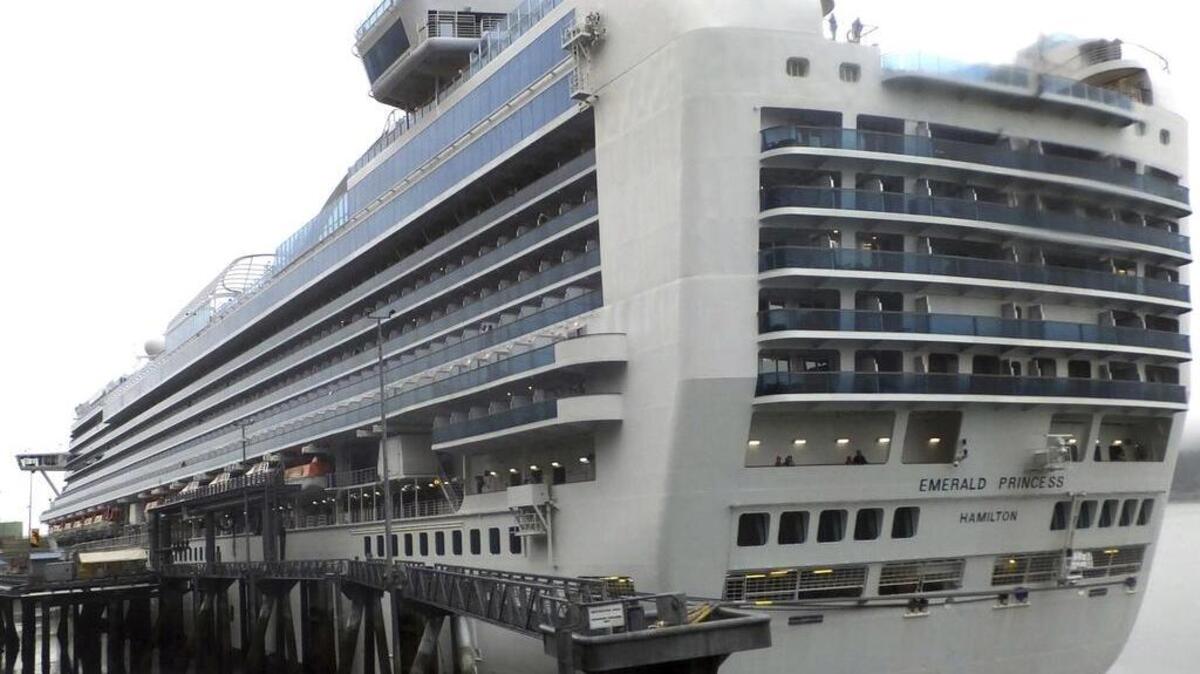 The Emerald Princess cruise ship is docked in Juneau, Alaska, Wednesday, July 26, 2017. The FBI is investigating the domestic dispute death of a Utah woman on board the ship, which was traveling in U.S. waters outside Alaska.
