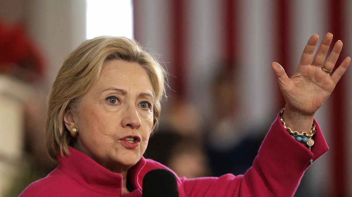 Democratic presidential candidate Hillary Clinton speaks during a campaign event, Tuesday, Dec. 29, 2015, at South Church in Portsmouth, N.H.