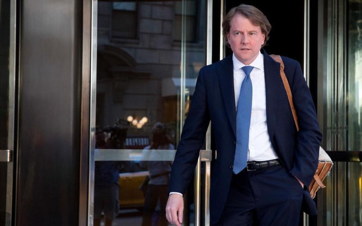 Attorney Donald McGahn leaves the Four Seasons hotel in New York, after a GOP fundraiser on June 9, 2016.