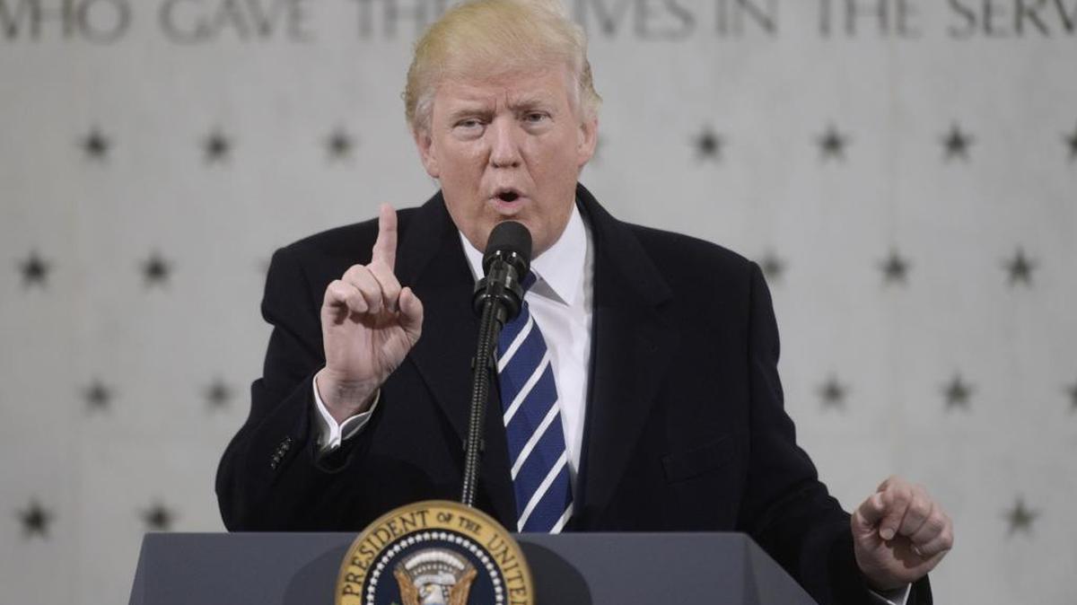President Trump speaks at CIA headquarters in Langley, Va., last Saturday.