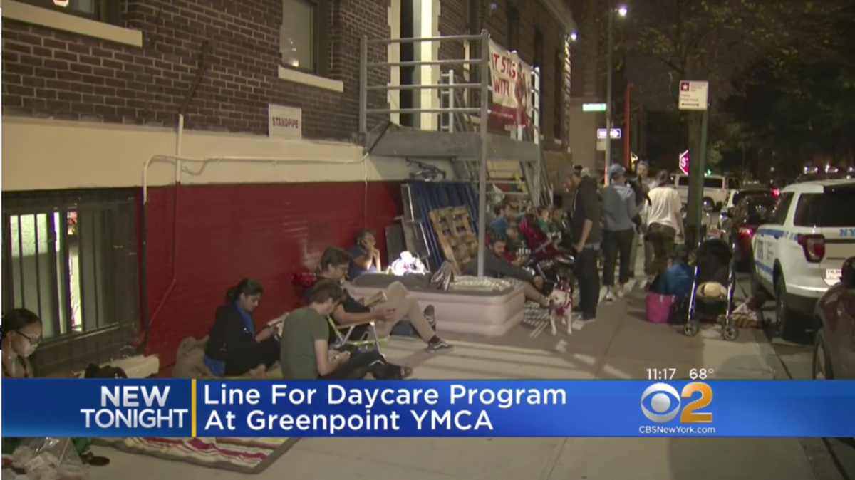 Dozens of extremely determined New York City parents pitched tents and blew up air mattresses on Brooklyn sidewalks to save a spot in line—all to make sure they could sign their kids up for a slot at this coveted Greenpoint YMCA daycare.