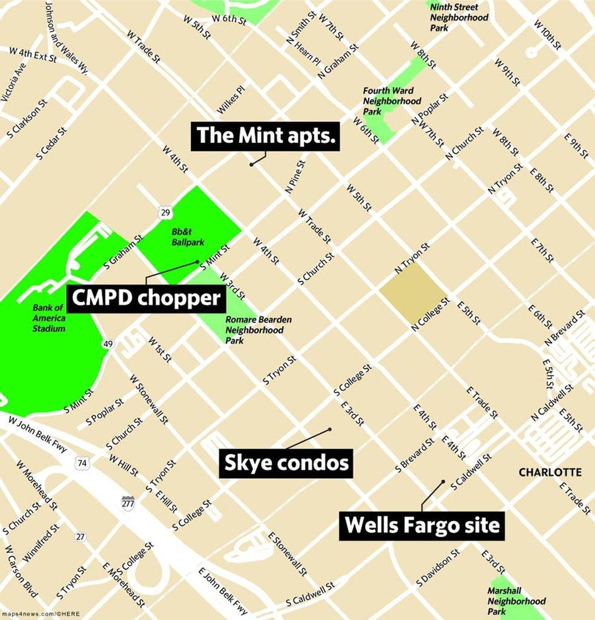 Drone incidents around uptown Charlotte