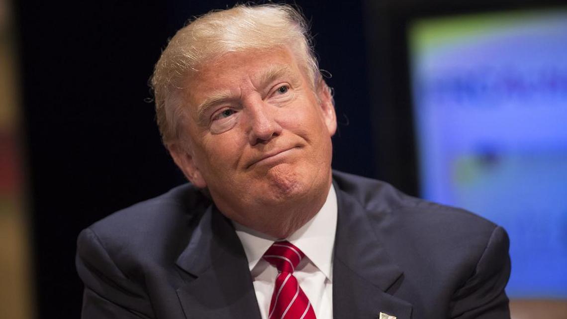 
Donald Trump leads the Republican field by at least six percentage points in poll averages, giving him a sure place in the GOP debate Thursday, Aug. 6, 2015. 
