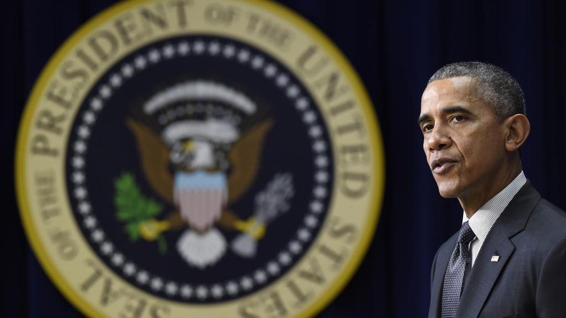 President Barack Obama speaks in Washington Thursday, Dec. 10, 2015, in Washington. For Obama, the Paris agreement fulfills a personal as well as political goal, one that was delayed at the beginning of his administration because of the acute economic crisis and the political capital he devoted to overhauling the health-insurance system. By the end of 2009, a cap-and-trade bill passed by the House had failed in the Senate, and the international Copenhagen climate summit had ended in turmoil.