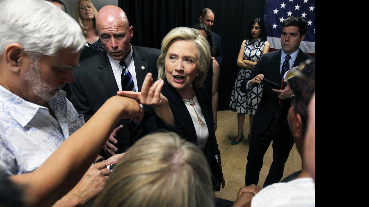 
Hillary Rodham Clinton, greeting supporters in Reno, Nev., Thursday, June 18, 2015. 
