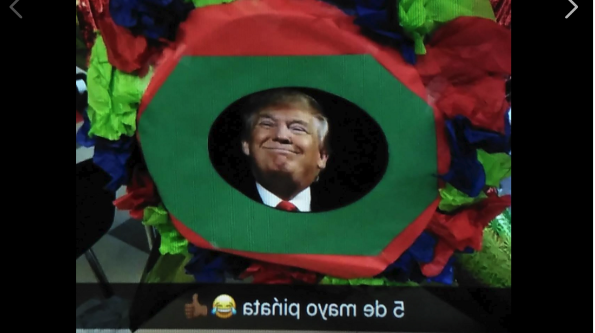 A Colorado Spanish teacher was suspended for allowing his students to hit a pinata with Trump’s face on it.