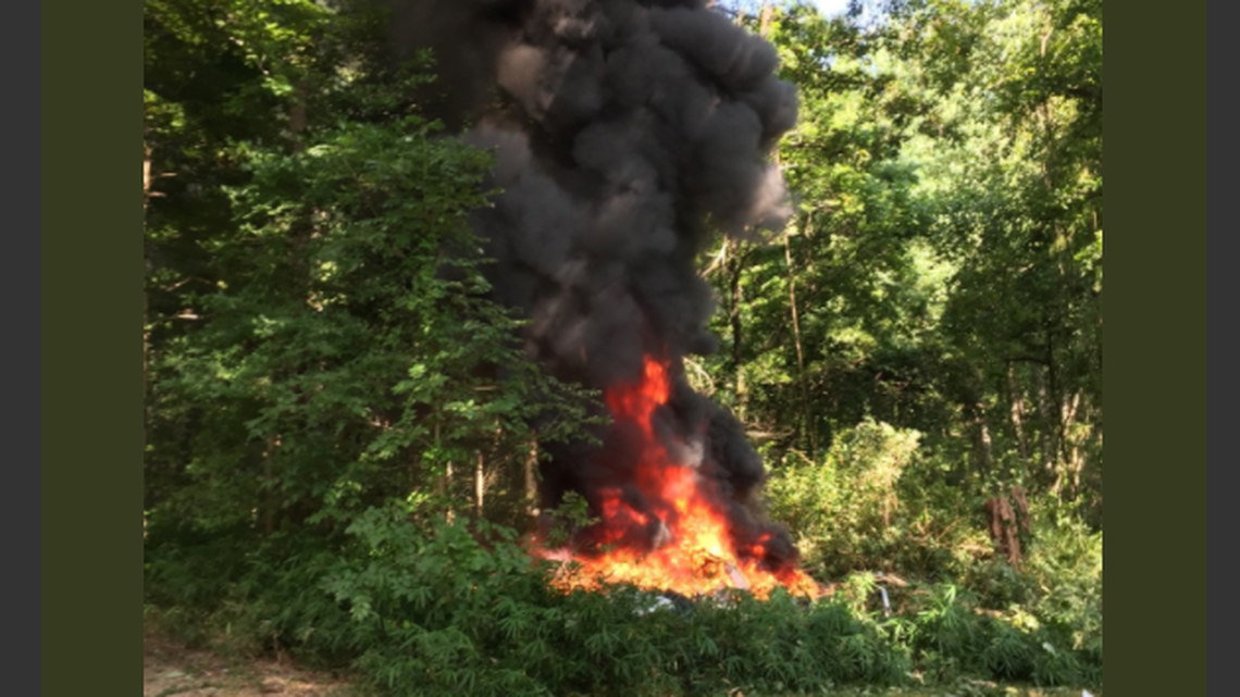 Alleged photo of the helicopter crash that killed two people in Charlottesville, Virginia.
