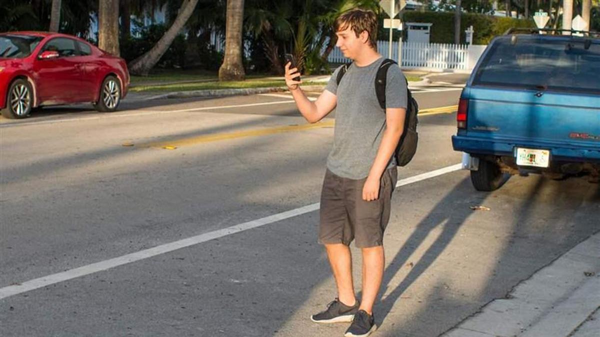 Henry Stock, 16, near his home in Hollywood, Fla. Like many teenagers, he doesn’t feel the need to get a driver’s license.