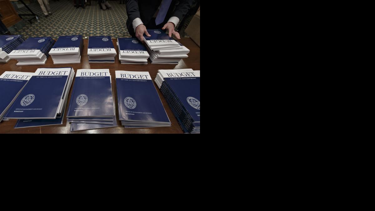 
 Copies of President Barack Obama’s proposed fiscal 2015 budget are shown in this photo from March 4, 2014. The Congressional Budget Office says the federal budget deficit will shrink this year to its lowest level since President Barack Obama took office. CBO says the deficit will be $468 billion for the budget year that ends in September. That’s slightly less than last year’s $483 billion deficit. 
