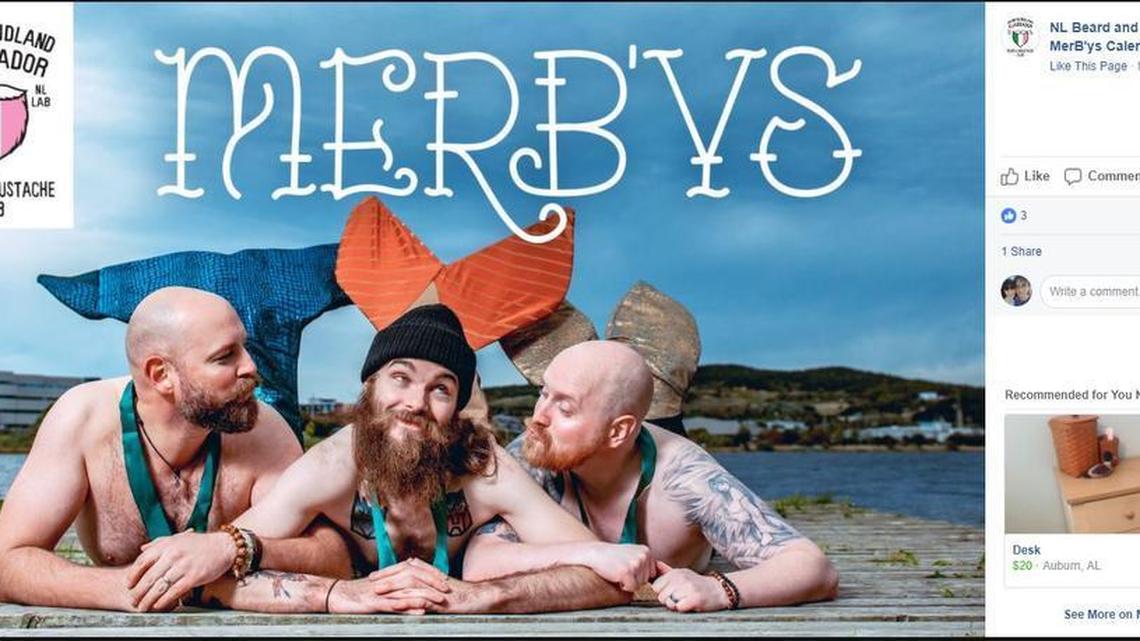 A club of hairy Newfoundland men created a 'Merby' calendar of them dressed as mermen, and are donating the profits to the Spirit Horse NL charity