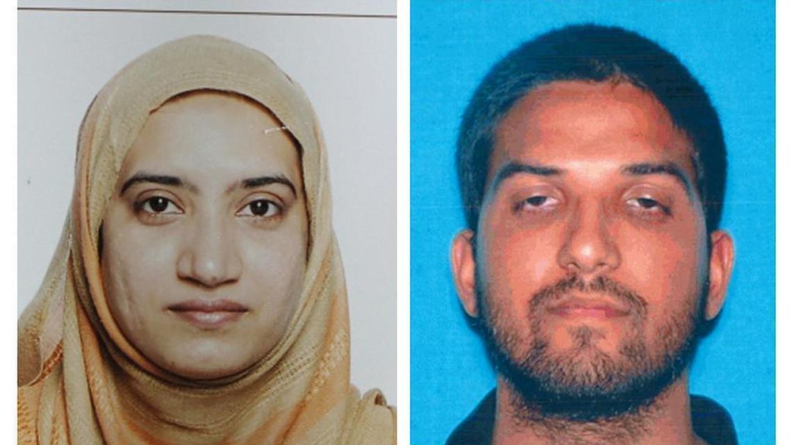 This undated combination of photos provided by the FBI and the California Department of Motor Vehicles shows Tashfeen Malik, left, and Syed Farook. The husband and wife died in a fierce gunbattle with authorities several hours after their commando-style assault on a gathering of Farook's colleagues from San Bernardino, Calif., County's health department Wednesday, Dec. 2, 2015.