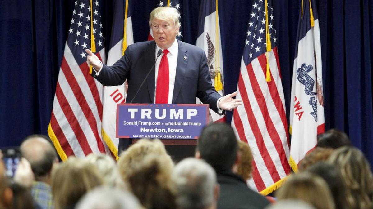 Republican presidential candidate Donald Trump speaks during a rally at the Des Moines Area Community College Newton Campus on Thursday. Trump said Sunday the U.S. should reinstitute waterboarding to battle the Islamic State.