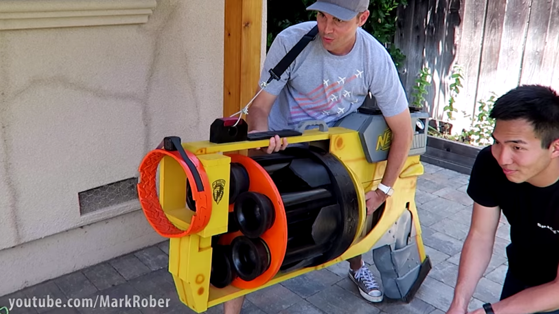 Mark Rober, a former NASA engineer, decided to create the world’s largest Nerf gun to end dart wars with his friends.