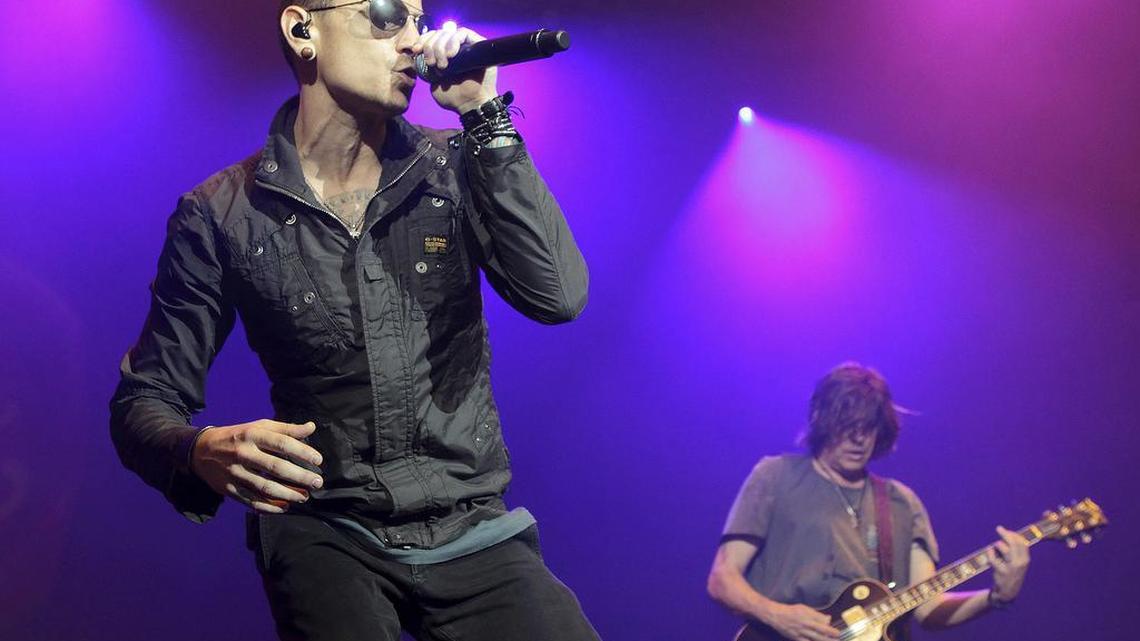 Chester Bennington performs May 16, 2015, during the MMRBQ Music Festival 2015 at the Susquehanna Bank Center in Camden, N.J. The Los Angeles County coroner says Bennington, who sold millions of albums with a unique mix of rock, hip-hop and rap, has died in his home near Los Angeles. He was 41.