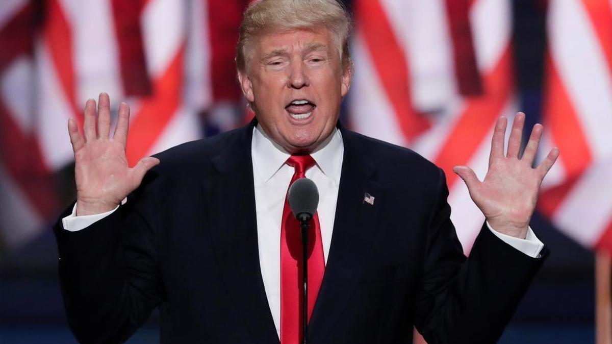Republican presidential candidate Donald Trump accepts his nomination and tells the convention crowd in Cleveland: “I am your voice.”