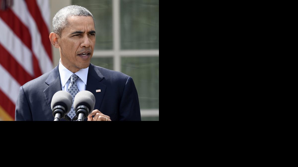 
President Barack Obama speaks in the Rose Garden of the White House in Washington on April 2, 2015.
