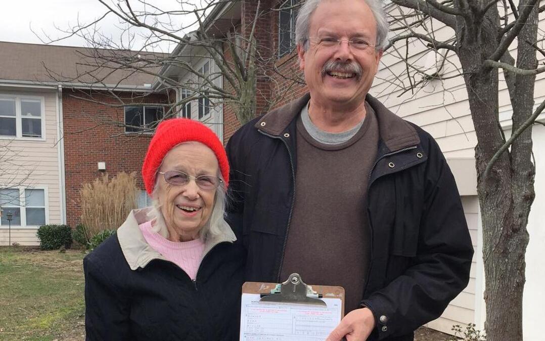 Reba Bowser and her son, Ed, were all smiles last Saturday (Feb 6) after he helped her fill out her voter registration application in Asheville. But she was turned away from the Asheville DMV office on Monday when she applied for the photo ID she'll need in order to vote in the March 15 primary.