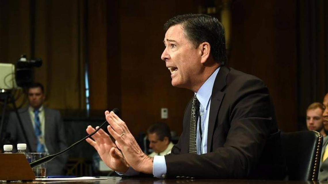 James Comey testifies before the Senate Judiciary Committee on Wednesday, May 3, 2017. President Donald Trump fired Comey as FBI director on Tuesday.