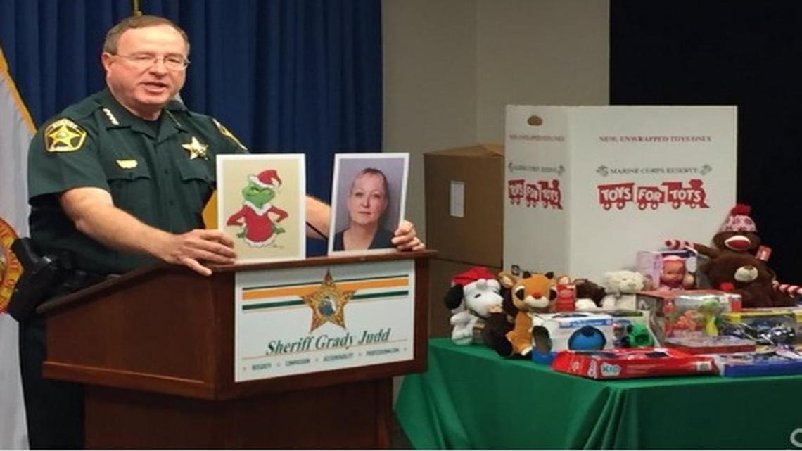 “This is really not the Grinch,” Polk County, Fla., Sheriff Grady Judd said as he held up a photo of the Grinch. Then he held up a woman’s mug shot. “This is the Grinch,” he said.