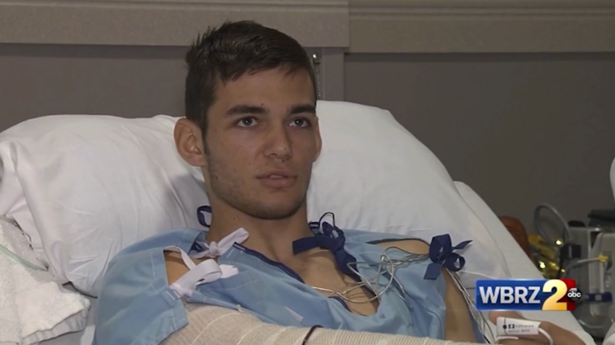 Daniel Wesley was shot and broke his femur while trying to provide medical assistance to a dying woman who had been attacked by her boyfriend.
