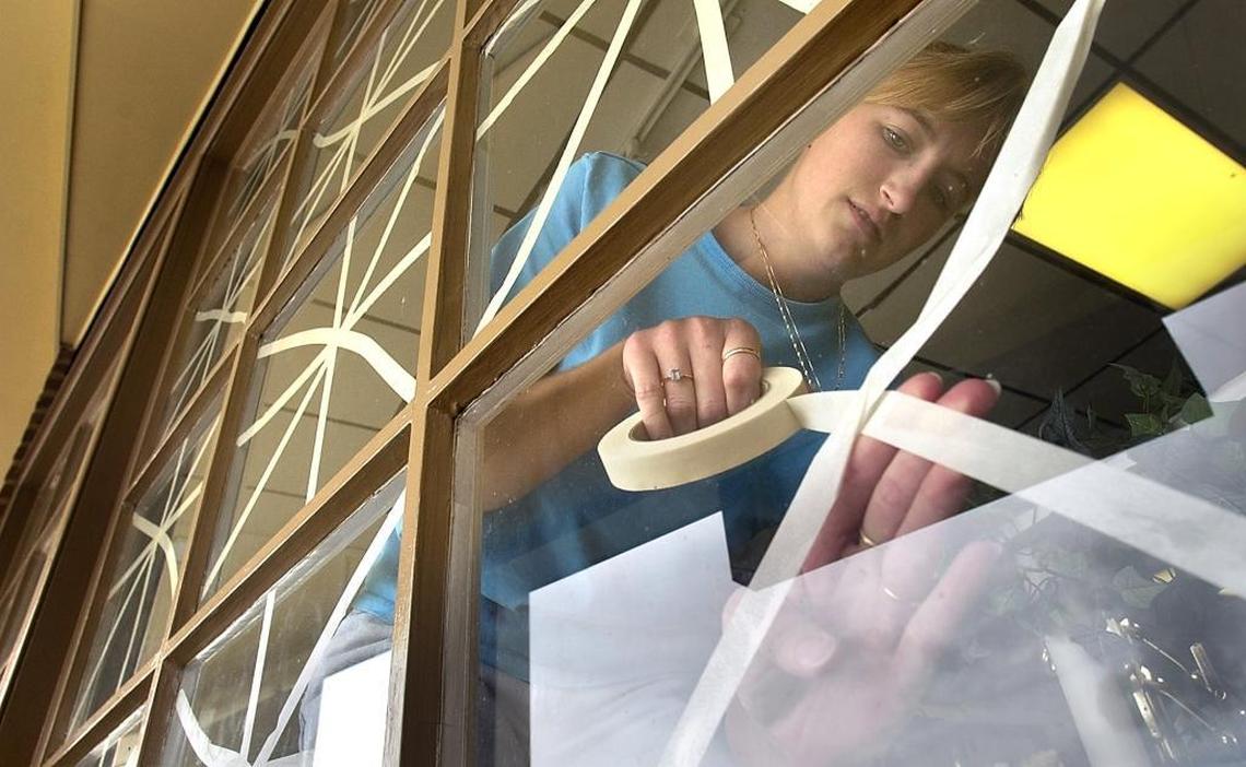 Put an X on taping your windows. It’s never a good idea and can make the windows more deadly should they break.