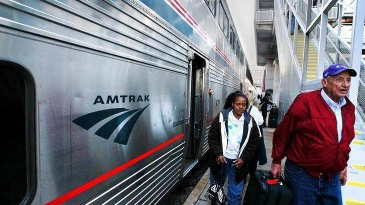 Passengers on Amtrak’s Southwest Chief arrive at Kansas City Union Station in October 2013.