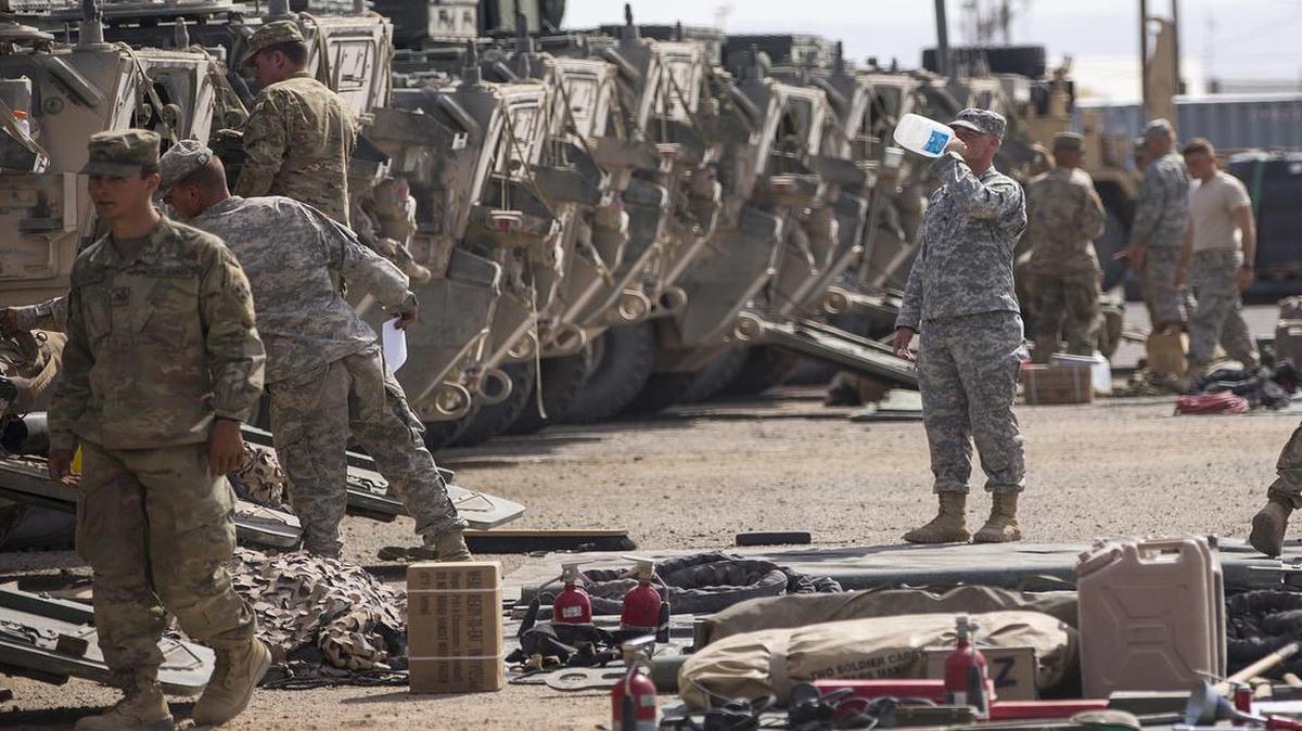 Troops arriving for training must carry their own water at the U.S. Army National Training Center in Fort Irwin, Calif. A newly opened $100 million water treatment plant will tap underground aquifers for the 26,000 people on the base, which covers an area larger than Rhode Island.