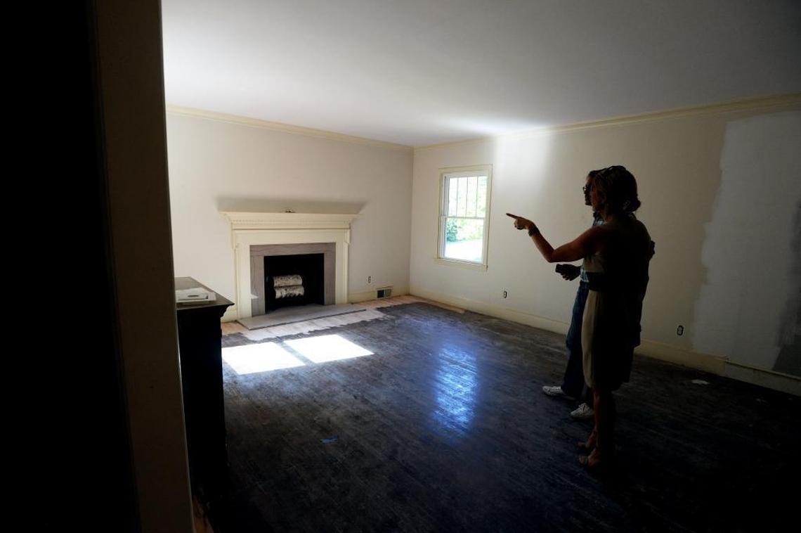 Construction work underway inside a home off Carmel Road under renovation by Kim Trouten and her husband Jack Trouten. Flipping houses is harder than it sounds, Kim Trouten said: “You can actually lose money. You’d better know what you’re doing.”