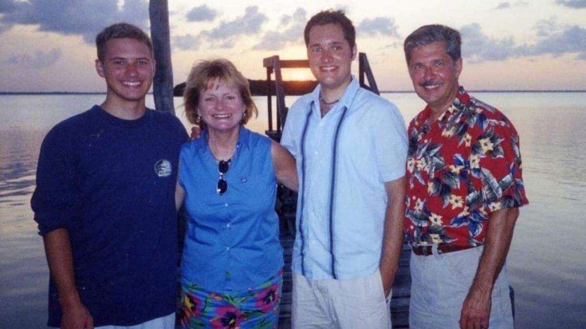 The Whitakers, from left to right: Kevin, Tricia, Bart, and Kent. Tricia and Kevin were killed, and Kent was shot but survived in an attack at their home. Bart is now on death row in Texas.