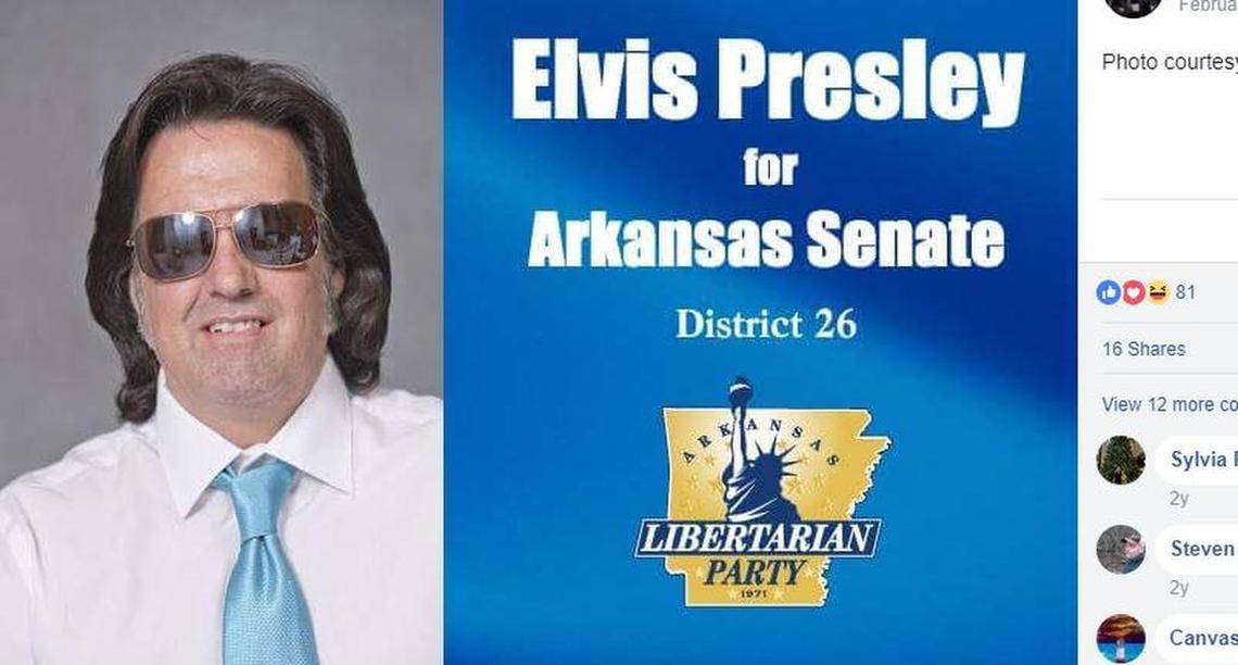 Elvis D. Presley’s campaign photo for his 2016 run for Arkansas State Senate.
