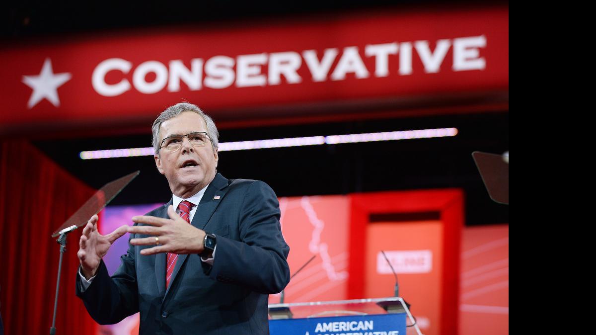 
Former Gov. Jeb Bush speaks at the 42nd annual Conservative Political Action Conference (CPAC) Feb. 27, 2015, in National Harbor, Md. Insiders were alarmed by his stumbling and bumbling this week to answer a seemingly obvious question about the most controversial element of his brother's legacy, the Iraq war. 
