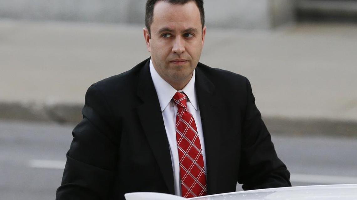 Former Subway pitchman Jared Fogle arrives at the federal courthouse in Indianapolis, Thursday, Nov. 19, 2015. Fogle is due to formally plead guilty and be sentenced on charges of trading child pornography and paying for sex with minors.