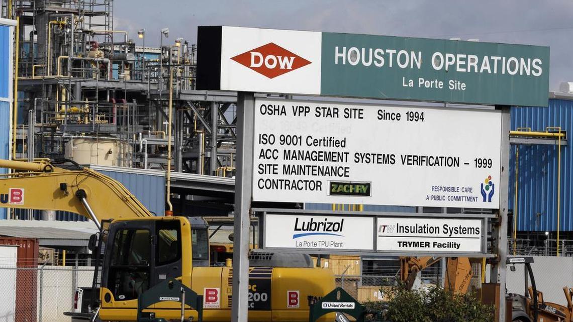 This Thursday, Dec. 10, 2015 photo shows a Dow Chemical plant in La Porte, Texas. Dow Chemical and the DuPont will attempt to merge in an all-stock deal that would create a colossal chemical producer worth $130 billion, before splitting into three separate companies. The deal announced Friday, Dec. 11, 2015 is being billed a merger of equals, to be called DowDuPont.