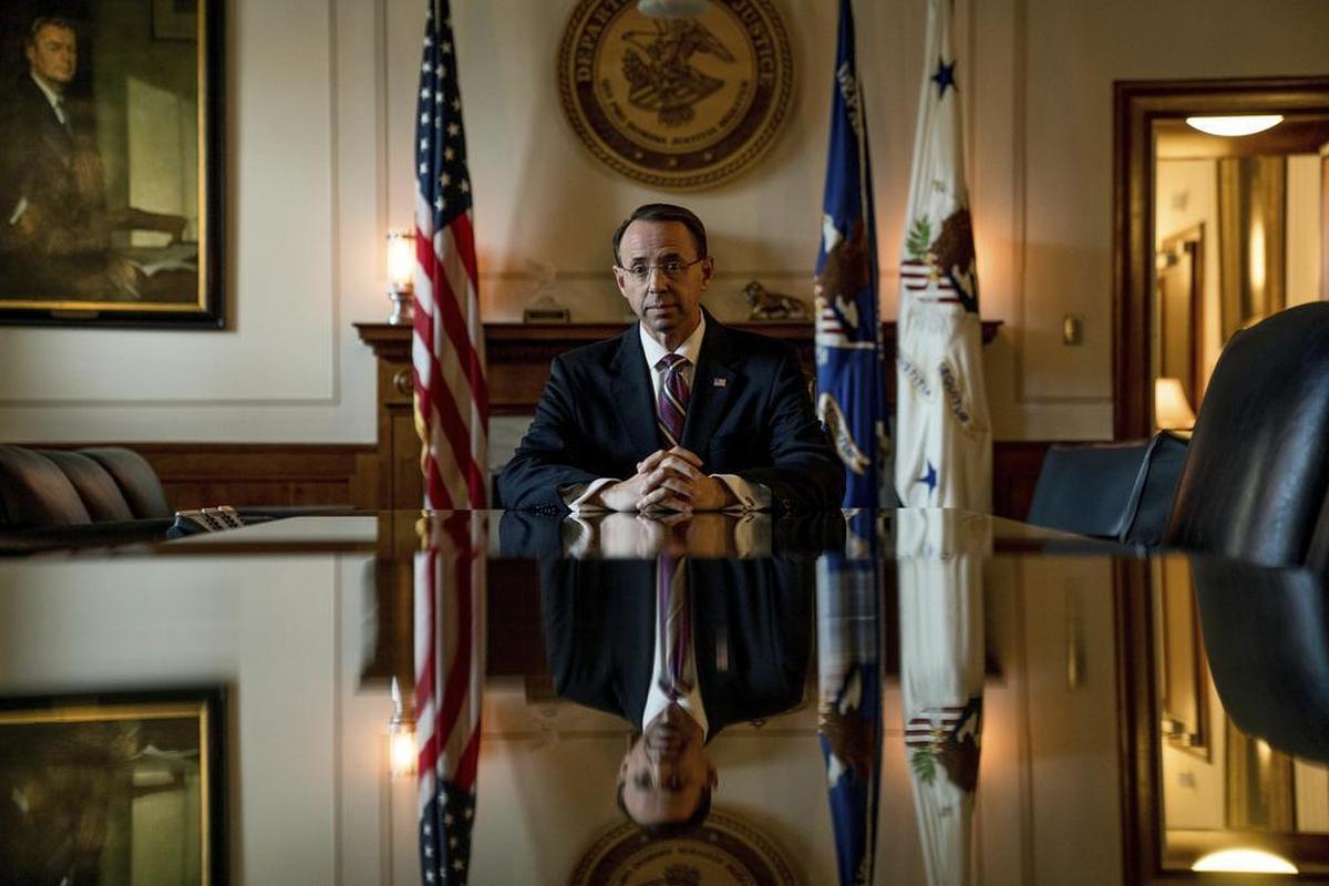 Deputy Attorney General Rod Rosenstein poses for a photograph for the Associated Press at the Department of Justice, Friday, June 2, 2017, in Washington.