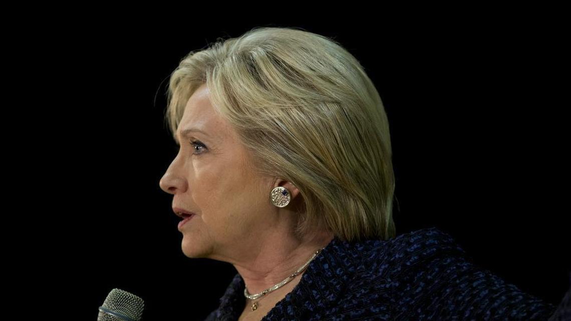 Democratic presidential candidate Hillary Clinton speaks during a rally Thursday, Jan. 21, 2016, in Vinton, Iowa.