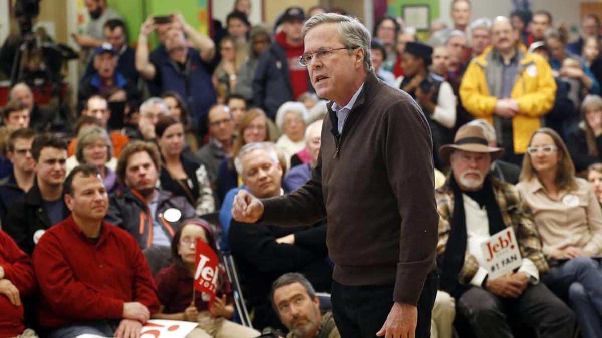 Former Florida Gov. Jeb Bush speaks during a campaign event on Friday, Feb. 5, 2016, in Concord, N.H. There is a hopeful Bush scenario in New Hampshire: a strong finish in Tuesday’s primary, which sends him roaring into the next contest in South Carolina, where he emerges as the favorite of those in the Republican Party desperate to stop the insurgencies of businessman Donald Trump and Texas Sen. Ted Cruz. It seems improbable, however.