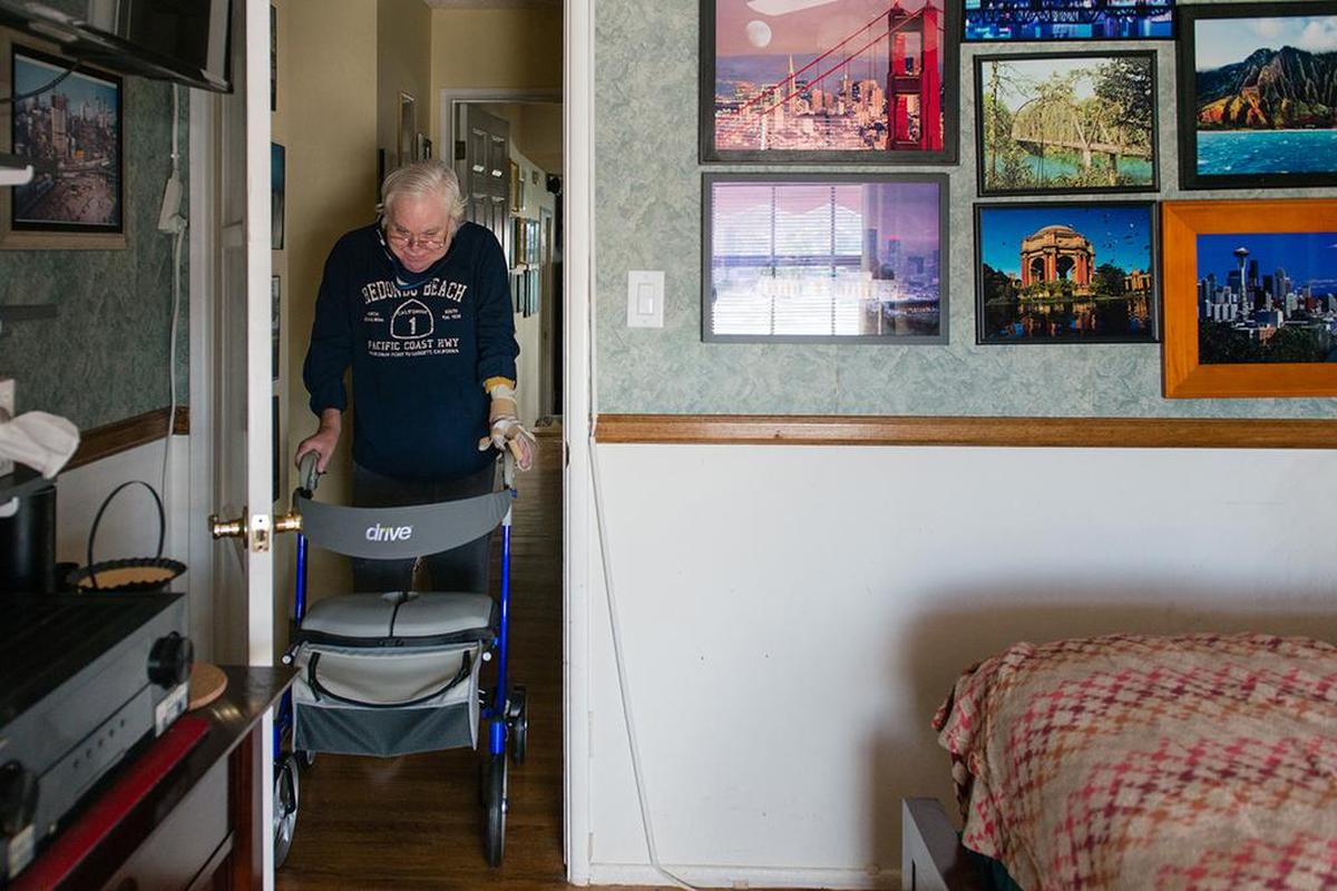 Colin Campbell has amyotrophic lateral sclerosis, also known as ALS or Lou Gehrig’s disease, and needs a walker to move around his house.