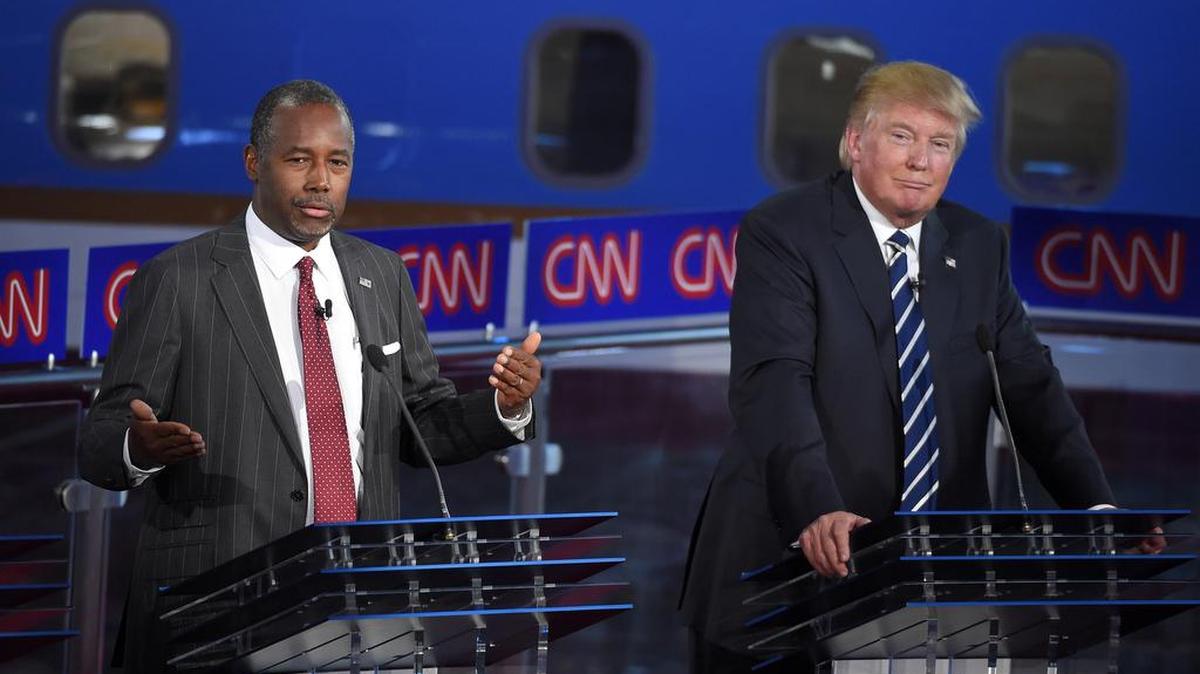 
Republican presidential candidates, businessman Donald Trump, right, and Ben Carson appear during the CNN Republican presidential debate Sept. 16 at the Ronald Reagan Presidential Library and Museum in Simi Valley, Calif. CNBC and the Republican presidential candidates agreed Friday, Oct. 16, on the format for the third debate, a day after Trump and Carson threatened to boycott unless they got their way. The Oct. 28 debate will be two hours long and include closing statements from the participating candidates, said Brian Steel, CNBC spokesman.
