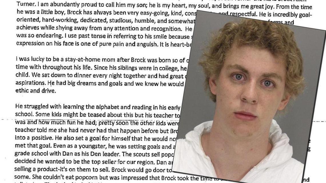 Several relatives of Brock Turner wrote letters of support to the judge. This is from his mother’s letter.